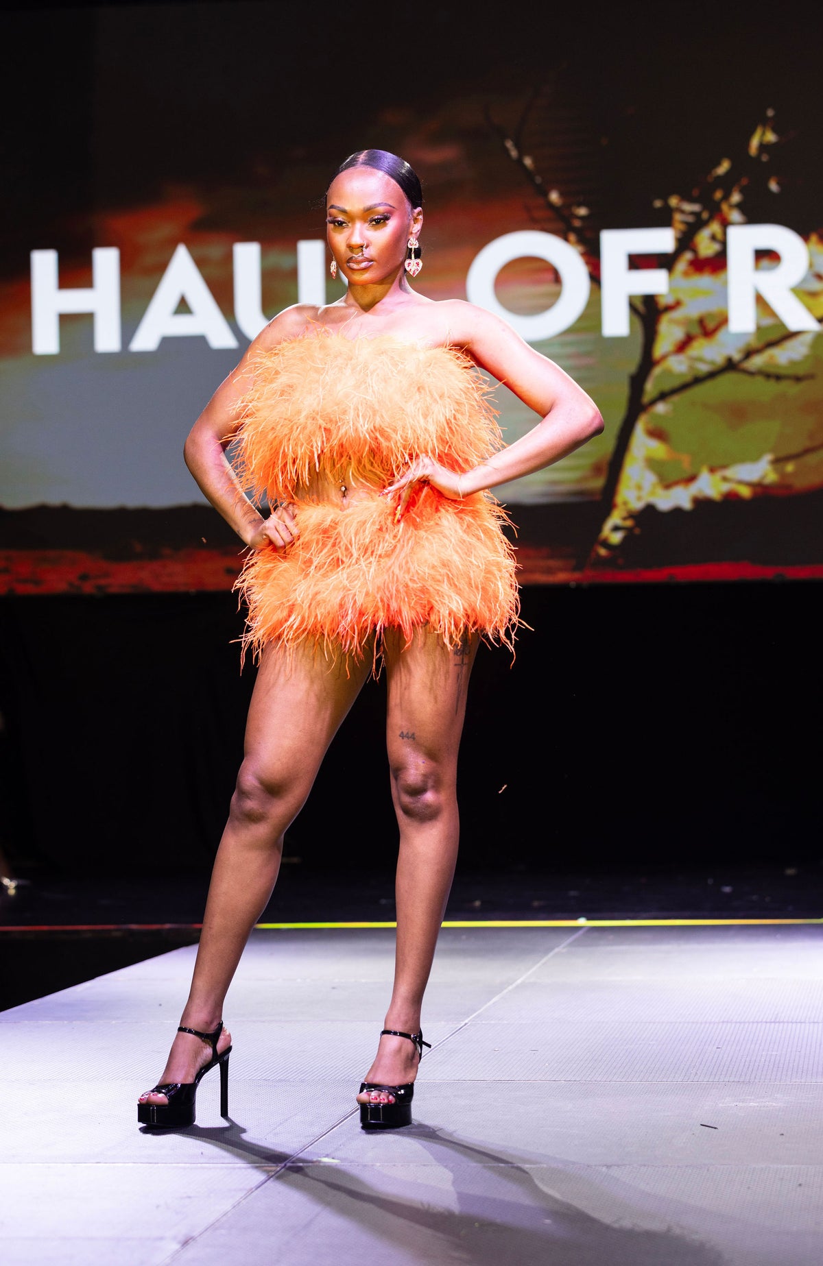 Queen Sade feather two pc in orange