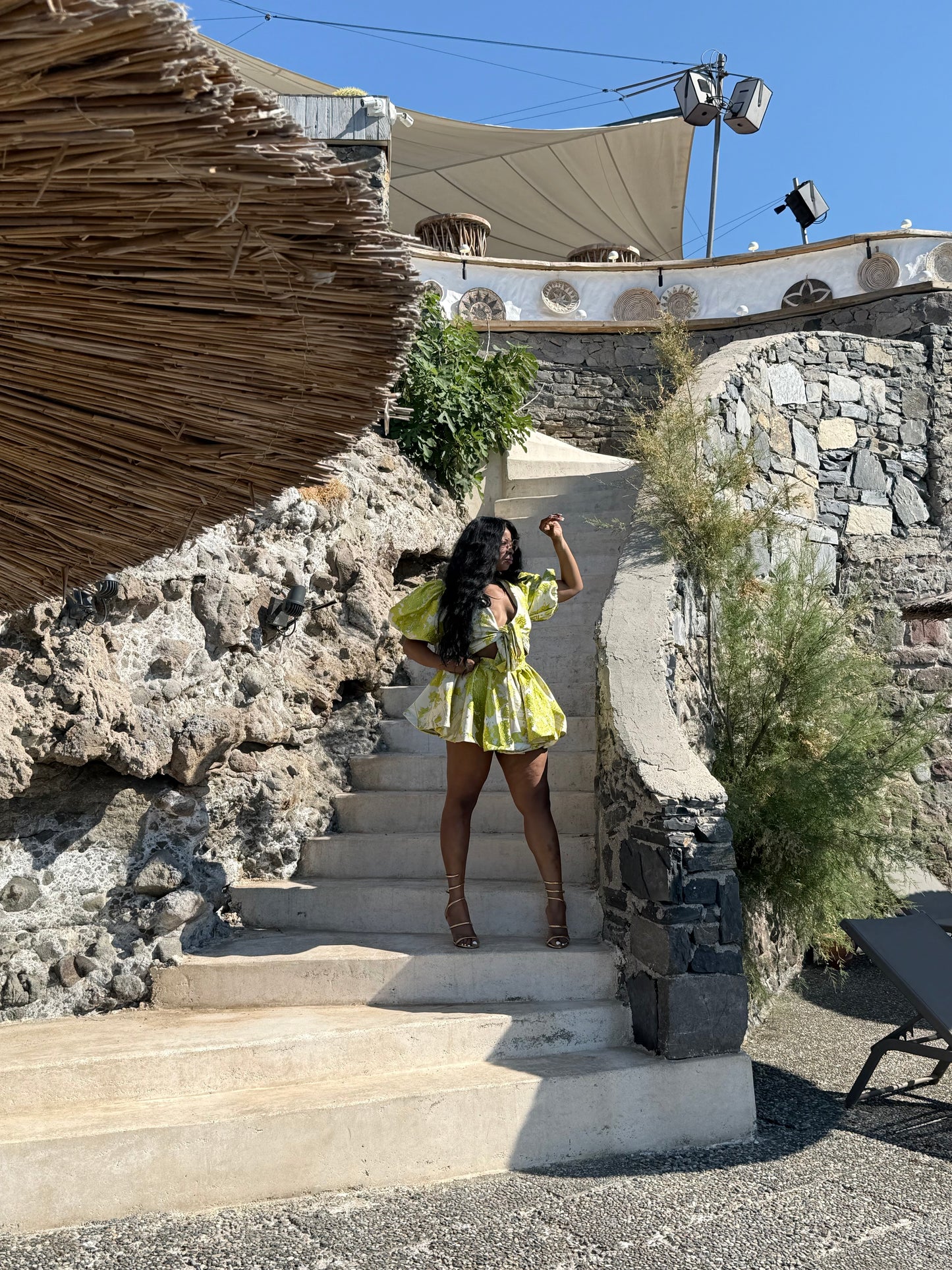 Ijeoma mini Crop top in lime green and cream