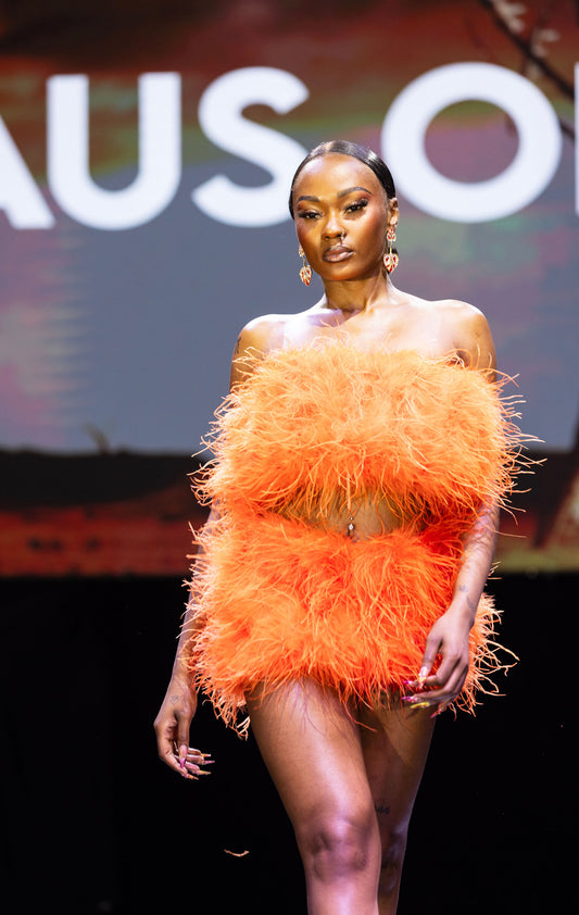 Queen Sade feather two pc in orange