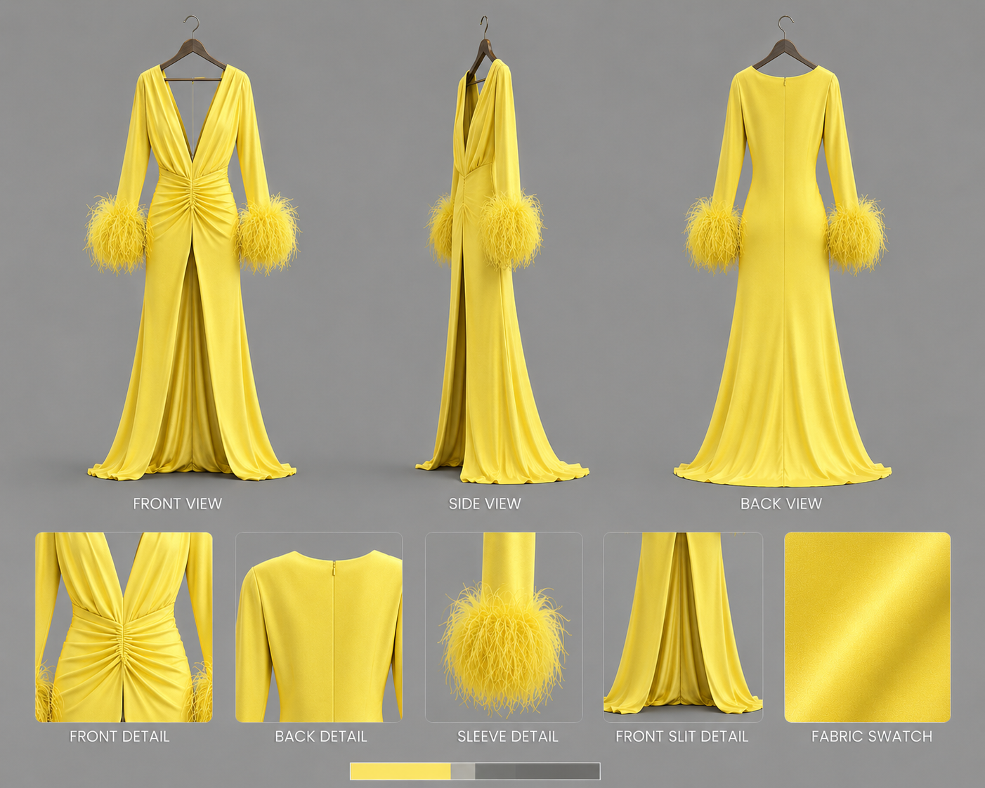 Oluwa Bloom Feather Maxi Dress — Sunflower Yellow✨