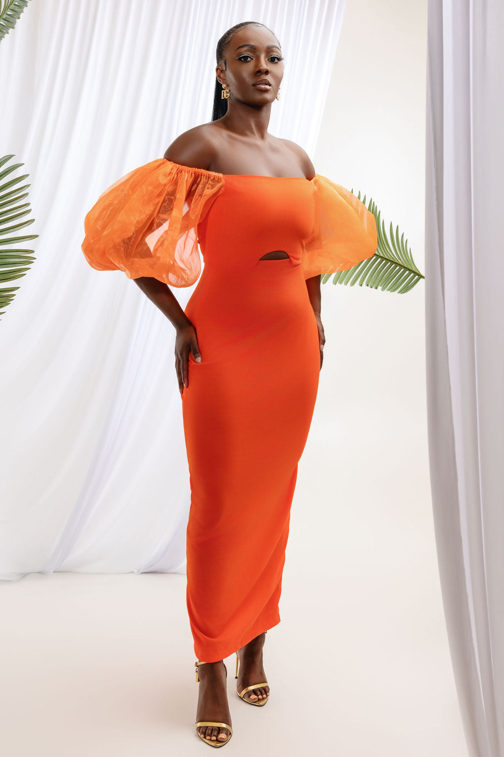 Rachelle orange passion midi dresss