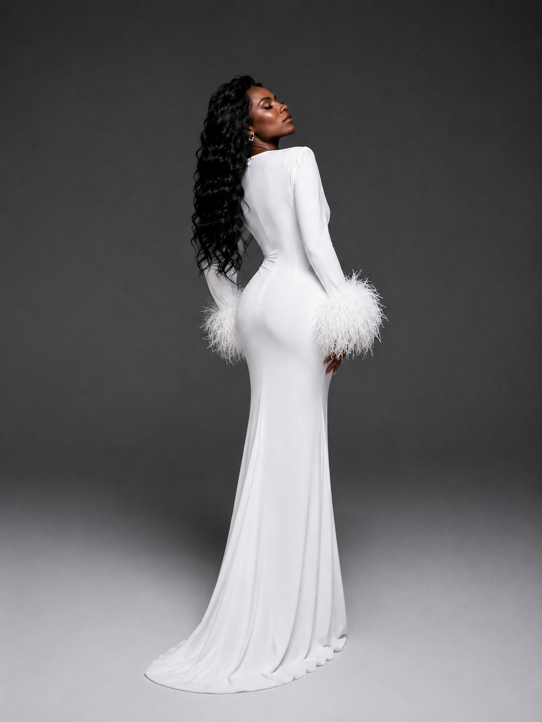 Oluwa Bloom Feather Maxi Dress - white🤍✨