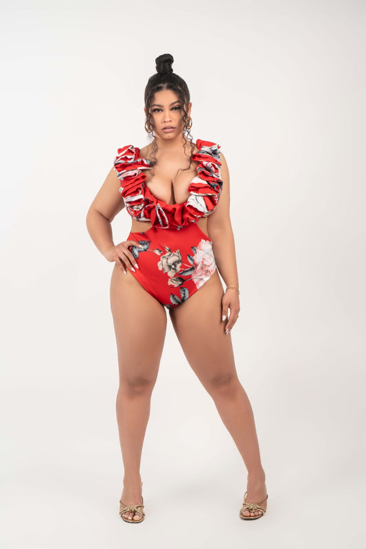 Xiomara body suit in red